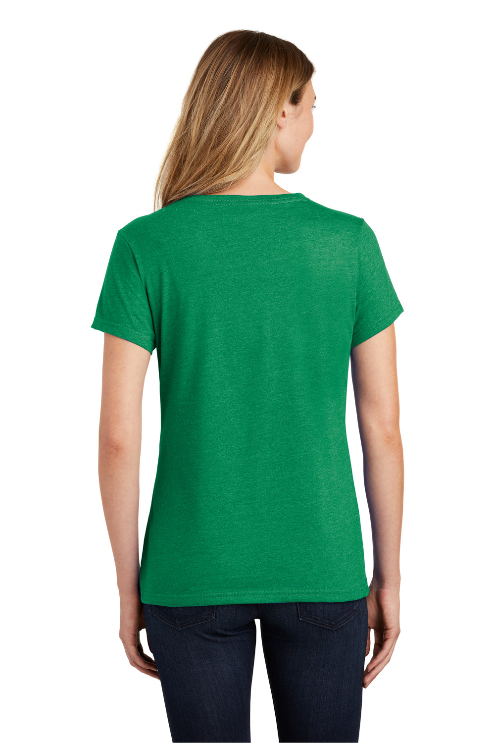 Port & Company LPC455V Womens Fan Favorite Short Sleeve V-Neck T-Shirt Heather Kelly Green Back