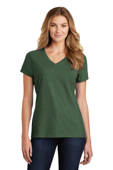 Port & Company LPC455V Womens Fan Favorite Short Sleeve V-Neck T-Shirt Heather Forest Green Front