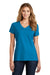 Port & Company LPC455V Womens Fan Favorite Short Sleeve V-Neck T-Shirt Heather Sapphire Blue Front