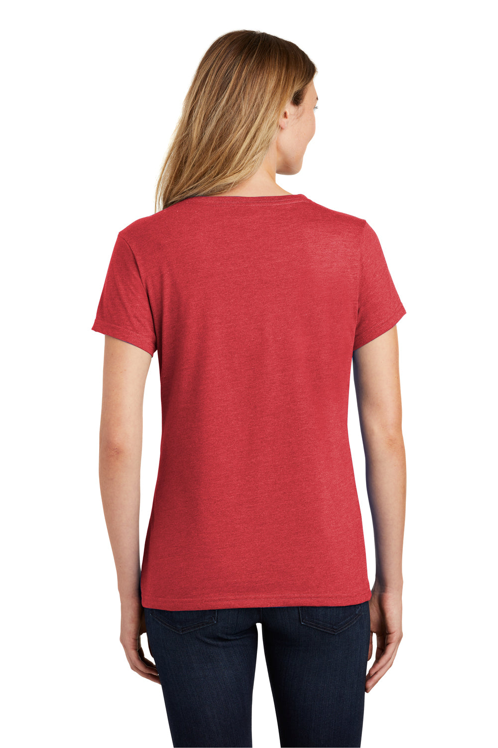 Port & Company LPC455V Womens Fan Favorite Short Sleeve V-Neck T-Shirt Heather Cardinal Red Back