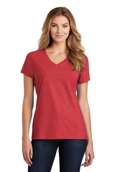 Port & Company LPC455V Womens Fan Favorite Short Sleeve V-Neck T-Shirt Heather Cardinal Red Front