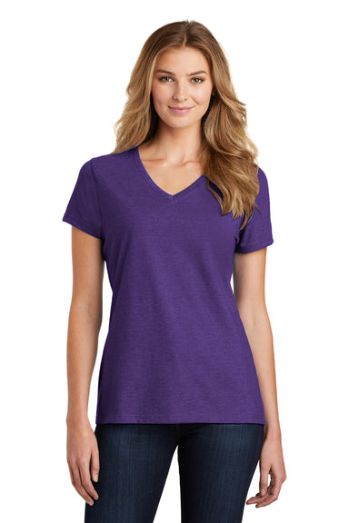 Port & Company LPC455V Womens Fan Favorite Short Sleeve V-Neck T-Shirt Heather Purple Front