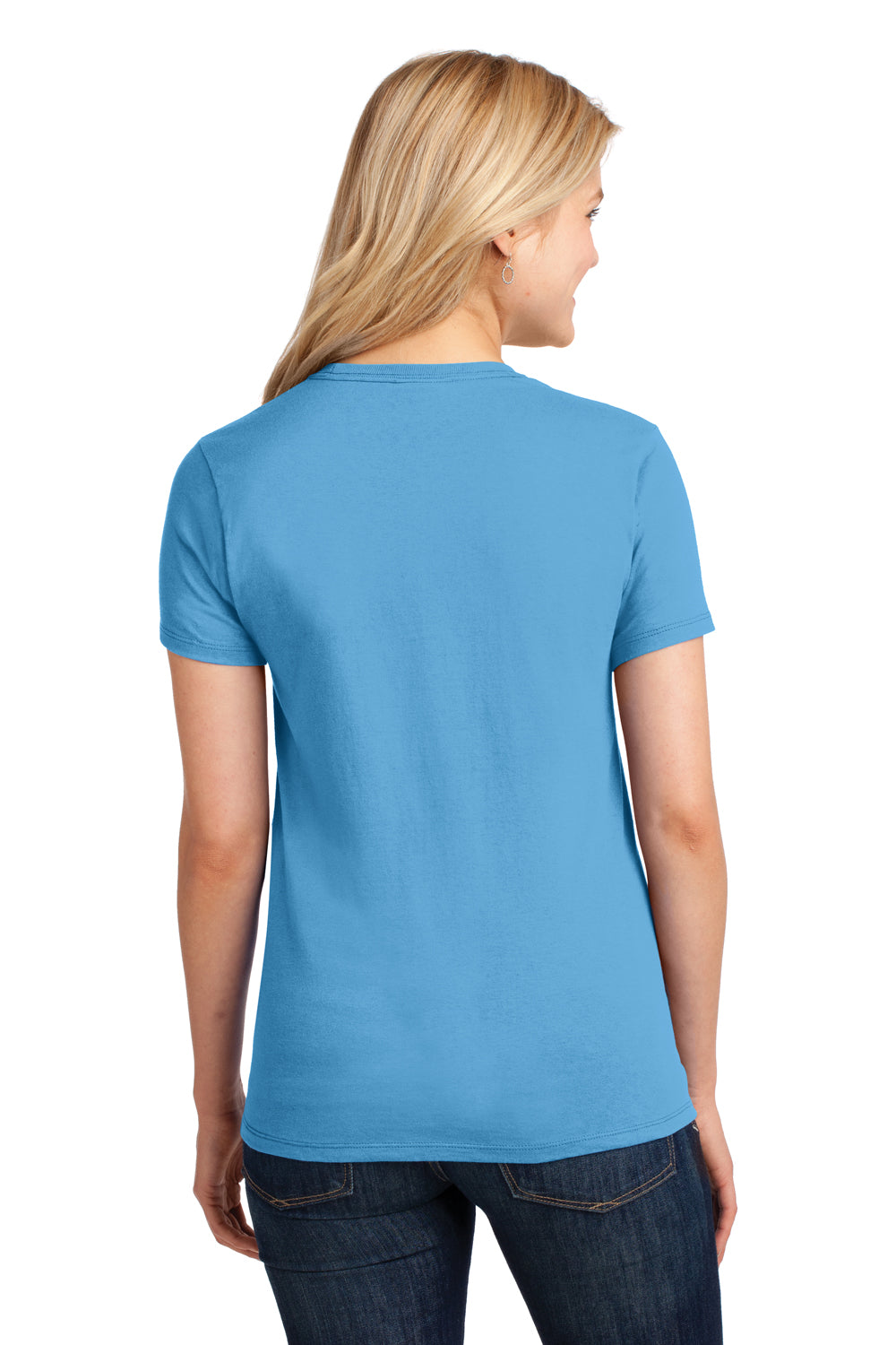 Port & Company LPC54 Womens Core Short Sleeve Crewneck T-Shirt Aqua Blue Back