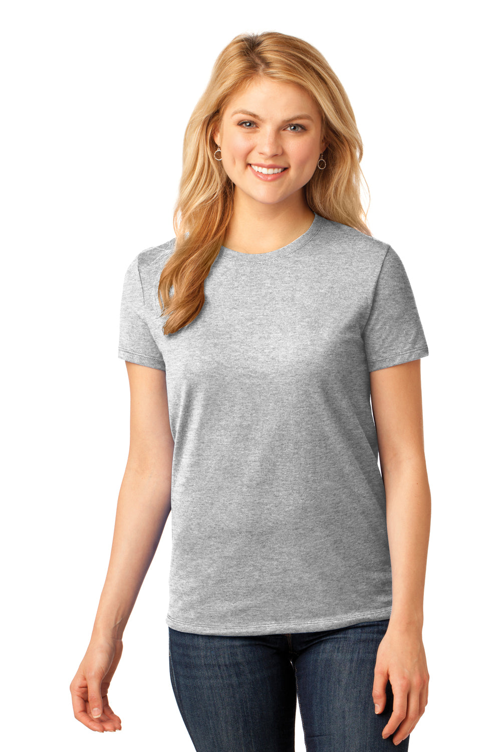 Port & Company LPC54 Womens Core Short Sleeve Crewneck T-Shirt Ash Grey Front