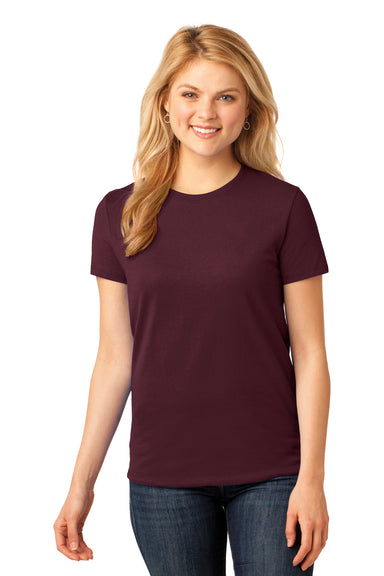 Port & Company LPC54 Womens Core Short Sleeve Crewneck T-Shirt Maroon Front