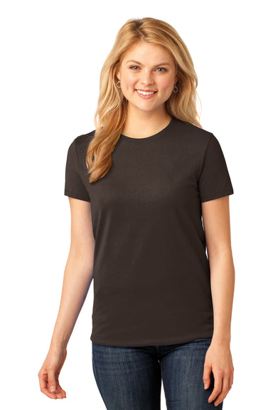 Port & Company LPC54 Womens Core Short Sleeve Crewneck T-Shirt Chocolate Brown Front