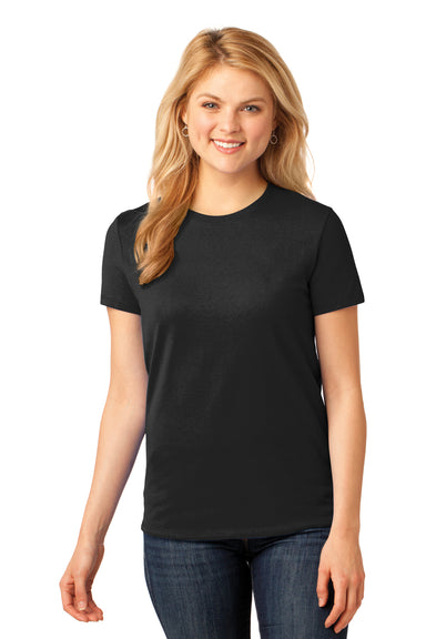 Port & Company LPC54 Womens Core Short Sleeve Crewneck T-Shirt Black Front