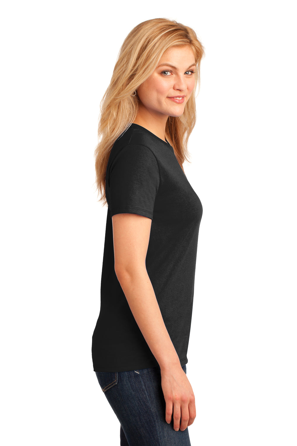 Port & Company LPC54 Womens Core Short Sleeve Crewneck T-Shirt Black Side