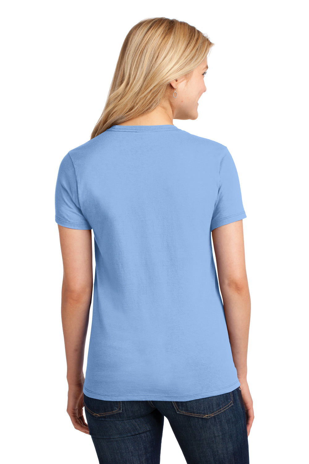 Port & Company LPC54 Womens Core Short Sleeve Crewneck T-Shirt Light Blue Back