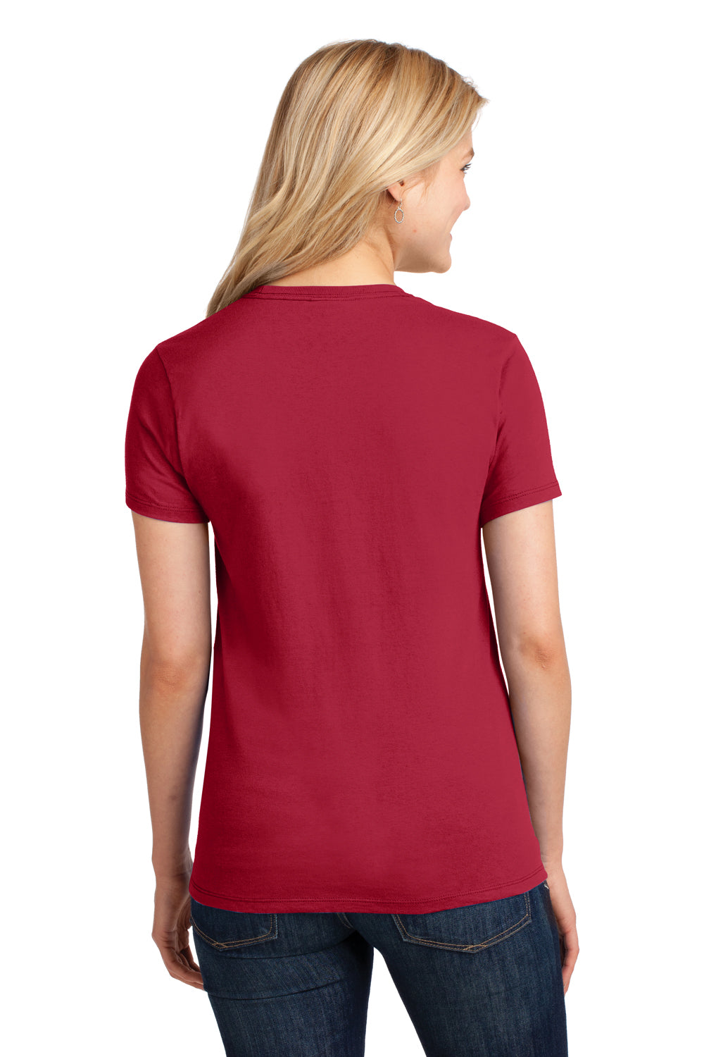 Port & Company LPC54 Womens Core Short Sleeve Crewneck T-Shirt Red Back