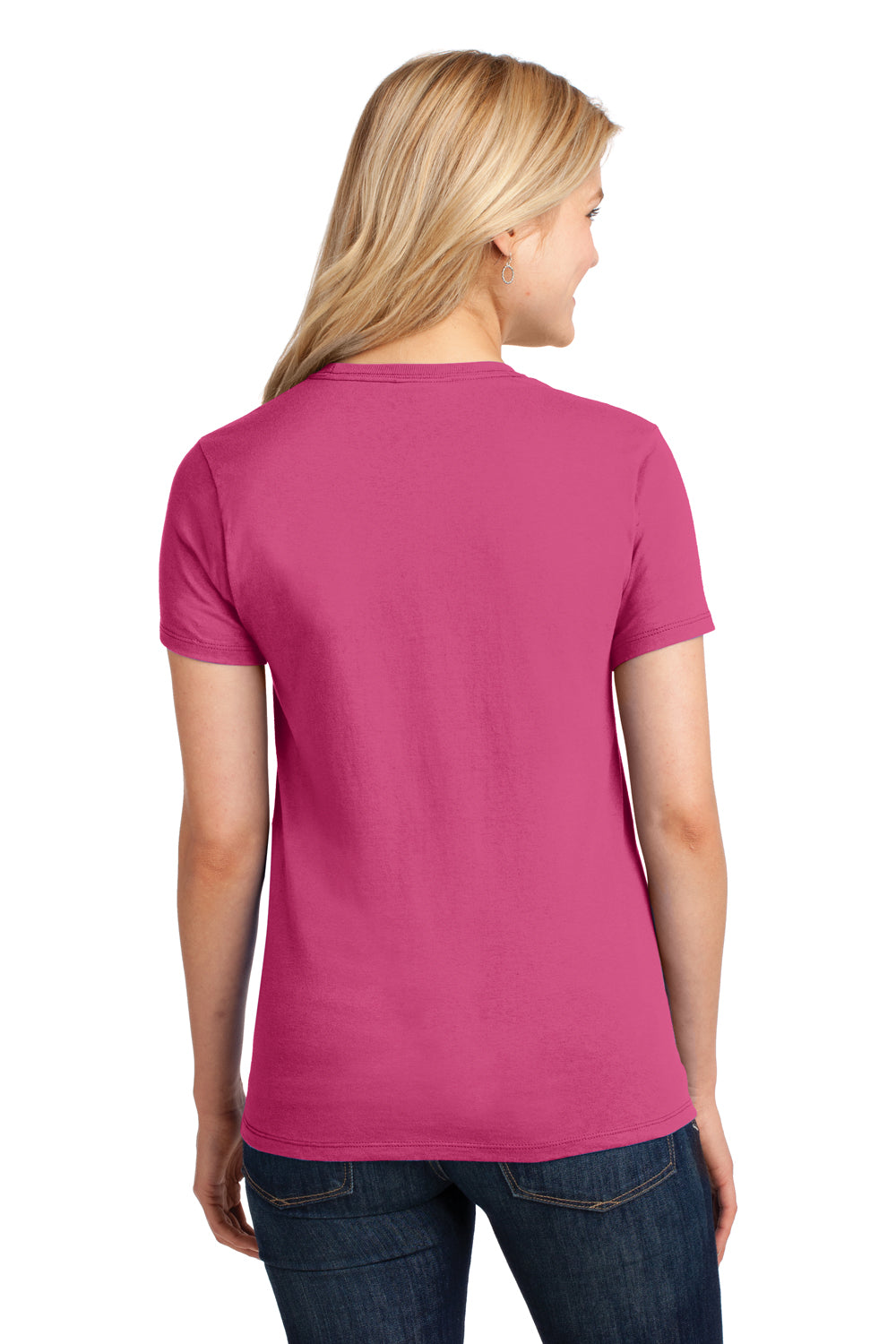 Port & Company LPC54 Womens Core Short Sleeve Crewneck T-Shirt Sangria Pink Back