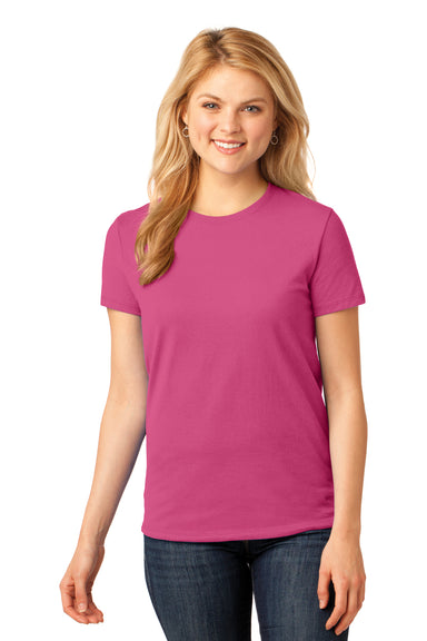 Port & Company LPC54 Womens Core Short Sleeve Crewneck T-Shirt Sangria Pink Front