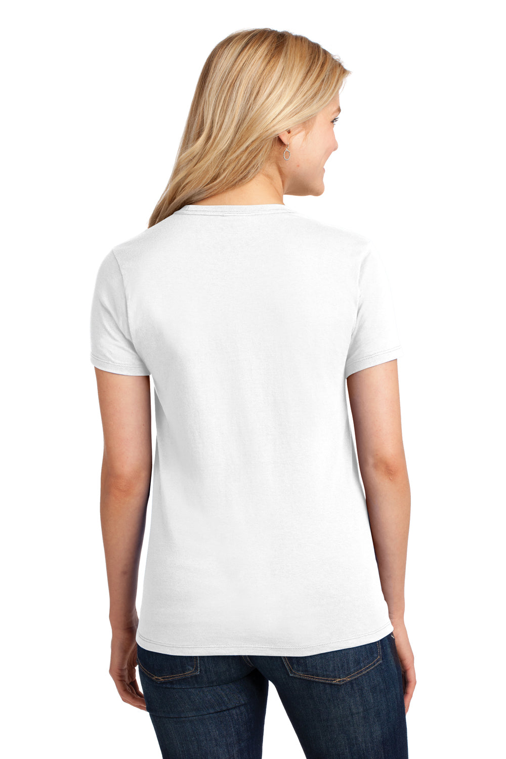 Port & Company LPC54 Womens Core Short Sleeve Crewneck T-Shirt White Back