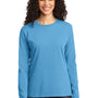 Port & Company Womens Core Long Sleeve Crewneck T-Shirt - Aquatic Blue