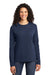 Port & Company LPC54LS Womens Core Long Sleeve Crewneck T-Shirt Navy Blue Front