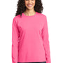 Port & Company Womens Core Long Sleeve Crewneck T-Shirt - Neon Pink - Closeout