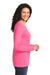 Port & Company LPC54LS Womens Core Long Sleeve Crewneck T-Shirt Neon Pink Side