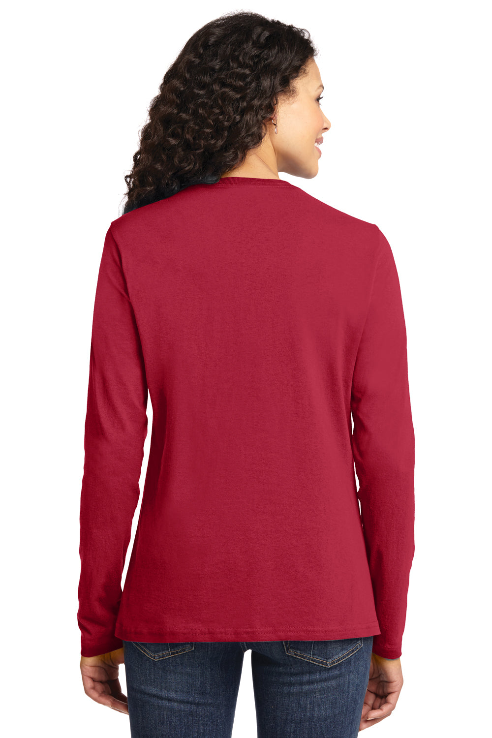 Port & Company LPC54LS Womens Core Long Sleeve Crewneck T-Shirt Red Back