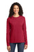 Port & Company LPC54LS Womens Core Long Sleeve Crewneck T-Shirt Red Front