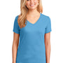 Port & Company Womens Core Short Sleeve V-Neck T-Shirt - Aquatic Blue