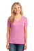 Port & Company LPC54V Womens Core Short Sleeve V-Neck T-Shirt Candy Pink Front