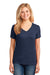 Port & Company LPC54V Womens Core Short Sleeve V-Neck T-Shirt Navy Blue Front