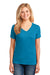 Port & Company LPC54V Womens Core Short Sleeve V-Neck T-Shirt Neon Blue Front