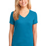 Port & Company Womens Core Short Sleeve V-Neck T-Shirt - Neon Blue