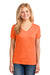 Port & Company LPC54V Womens Core Short Sleeve V-Neck T-Shirt Neon Orange Front