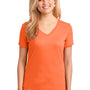 Port & Company Womens Core Short Sleeve V-Neck T-Shirt - Neon Orange