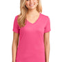 Port & Company Womens Core Short Sleeve V-Neck T-Shirt - Neon Pink