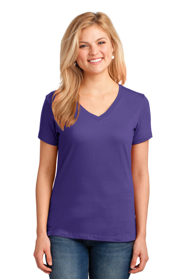 Port & Company LPC54V Womens Core Short Sleeve V-Neck T-Shirt Purple Front