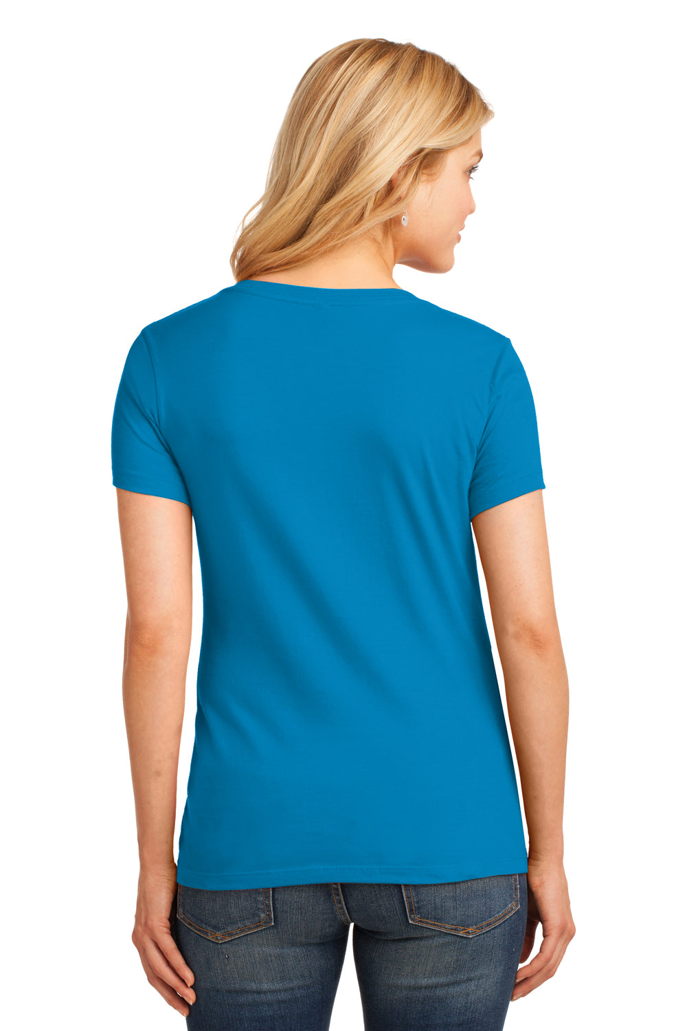 Port & Company LPC54V Womens Core Short Sleeve V-Neck T-Shirt Sapphire Blue Back