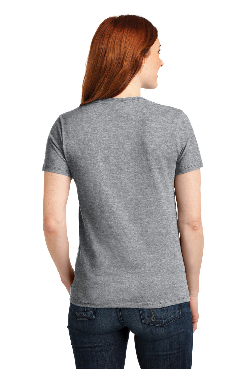 Port & Company LPC55 Womens Core Short Sleeve Crewneck T-Shirt Heather Grey Back