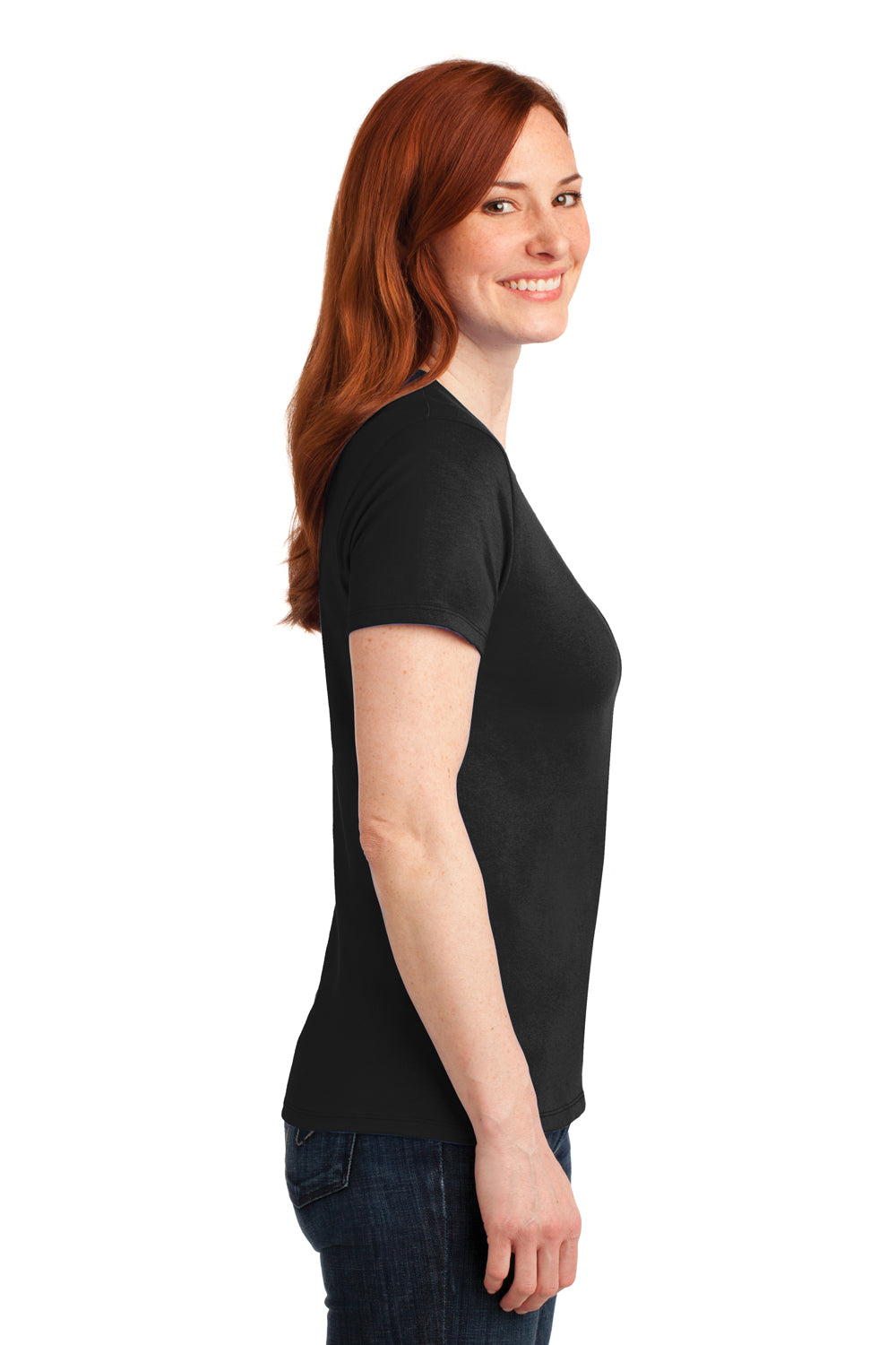 Port & Company LPC55 Womens Core Short Sleeve Crewneck T-Shirt Black Side