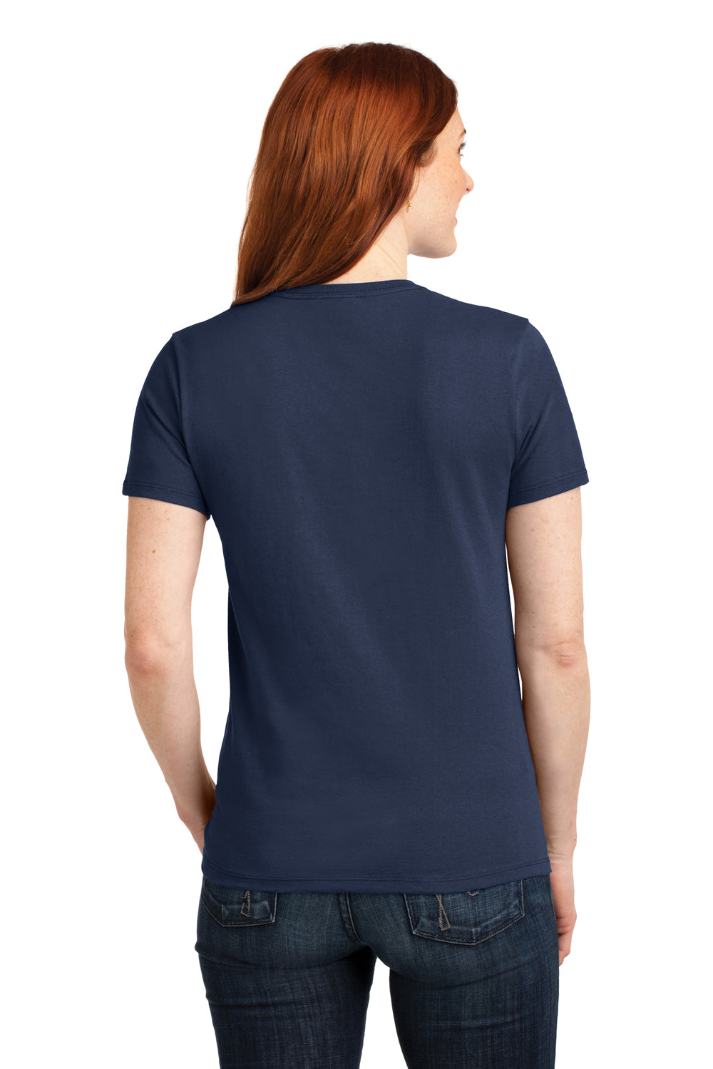 Port & Company LPC55 Womens Core Short Sleeve Crewneck T-Shirt Navy Blue Back