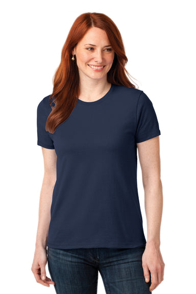 Port & Company LPC55 Womens Core Short Sleeve Crewneck T-Shirt Navy Blue Front