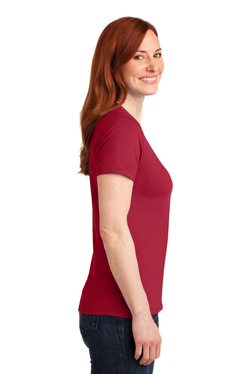 Port & Company LPC55 Womens Core Short Sleeve Crewneck T-Shirt Red Side