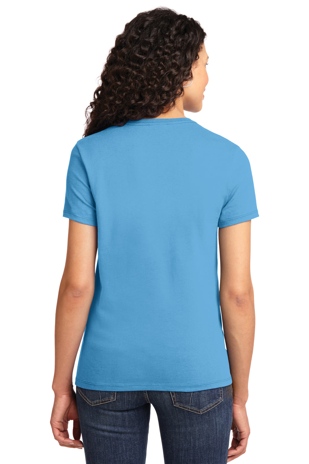 Port & Company LPC61 Womens Essential Short Sleeve Crewneck T-Shirt Aqua Blue Back