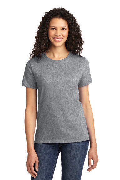 Port & Company LPC61 Womens Essential Short Sleeve Crewneck T-Shirt Heather Grey Front