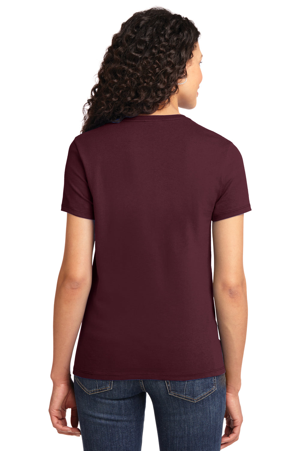 Port & Company LPC61 Womens Essential Short Sleeve Crewneck T-Shirt Maroon Back