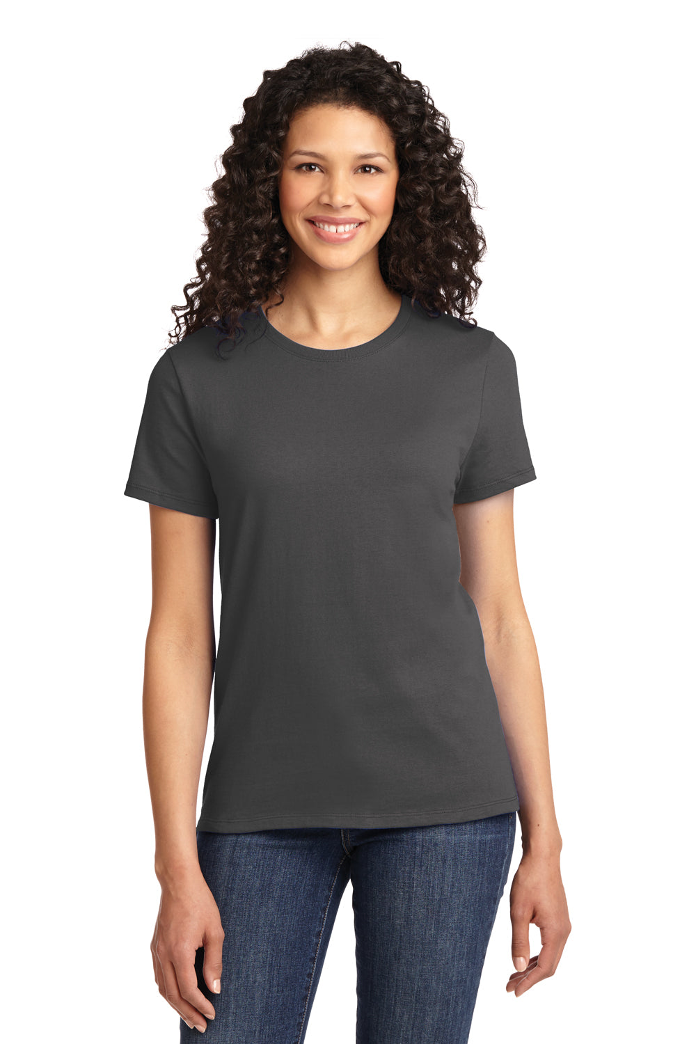 Port & Company LPC61 Womens Essential Short Sleeve Crewneck T-Shirt Charcoal Grey Front