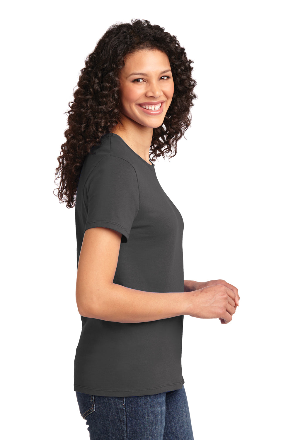 Port & Company LPC61 Womens Essential Short Sleeve Crewneck T-Shirt Charcoal Grey Side