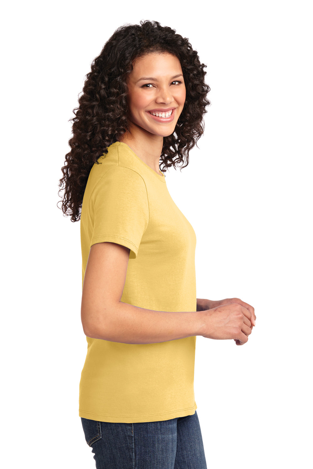 Port & Company LPC61 Womens Essential Short Sleeve Crewneck T-Shirt Daffodil Yellow Side