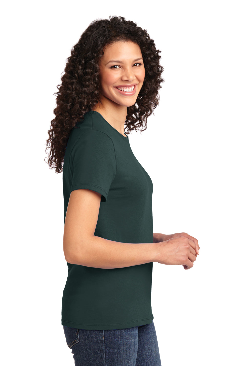 Port & Company LPC61 Womens Essential Short Sleeve Crewneck T-Shirt Dark Green Side