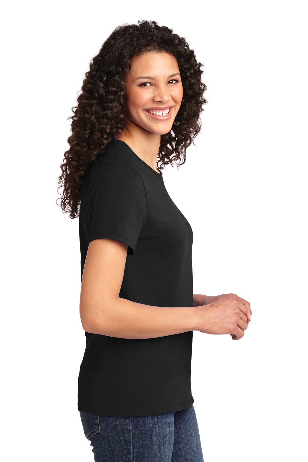 Port & Company LPC61 Womens Essential Short Sleeve Crewneck T-Shirt Black Side