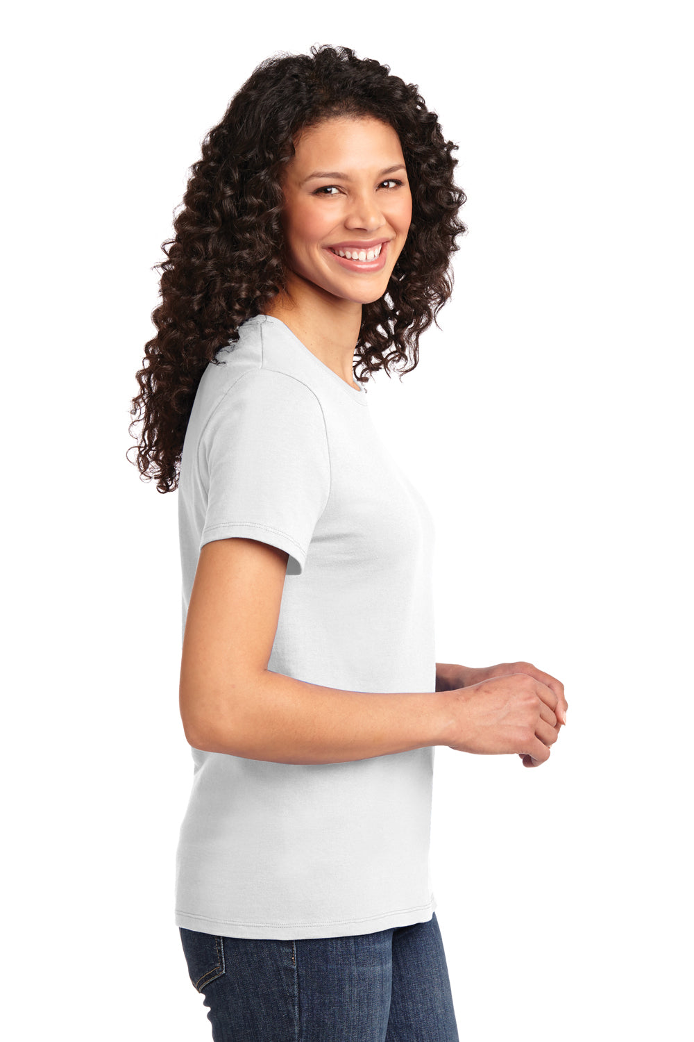 Port & Company LPC61 Womens Essential Short Sleeve Crewneck T-Shirt White Side