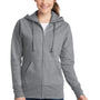 Port & Company Womens Core Pill Resistant Fleece Full Zip Hooded Sweatshirt Hoodie - Heather Grey