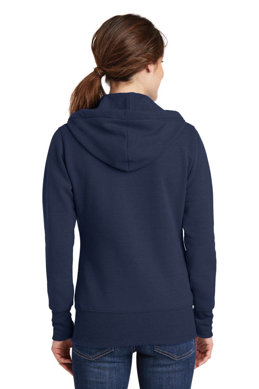 Port & Company LPC78ZH Womens Core Fleece Full Zip Hooded Sweatshirt Hoodie Navy Blue Back