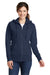 Port & Company LPC78ZH Womens Core Fleece Full Zip Hooded Sweatshirt Hoodie Navy Blue Front
